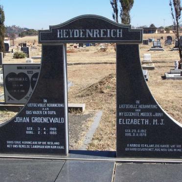 HEYDENREICH Johann Groenewald 1909-1995 &amp;  Elizabeth M.J. 1912-1978