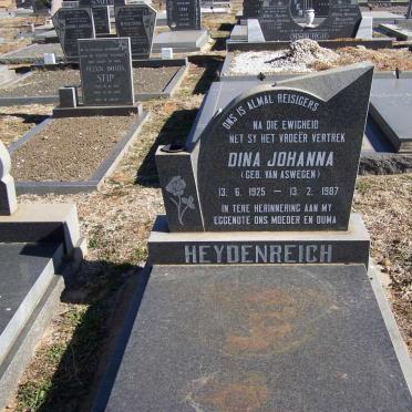 HEYDENREICH Dina Johanna nee VAN ASWEGEN 1925-1987