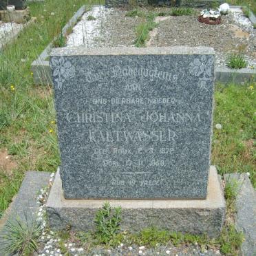 KALTWASSER Christina Johanna nee ROUX 1872-1958