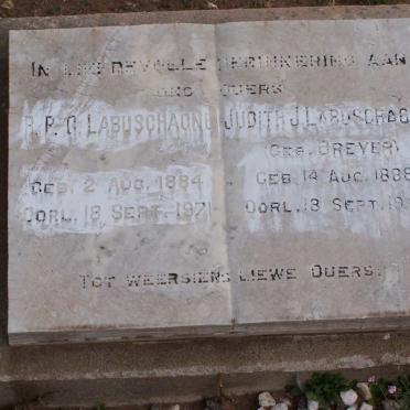 LABUSCHAGNE R.P.G. 1884-1971 &amp; Judith J. DREYER 1888-1949