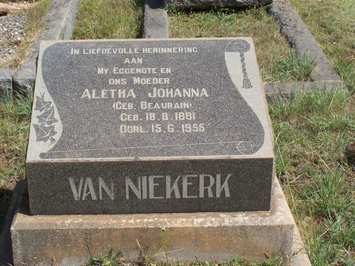 NIEKERK Aletta Johanna, van nee  BEAURAIN 1881-1955