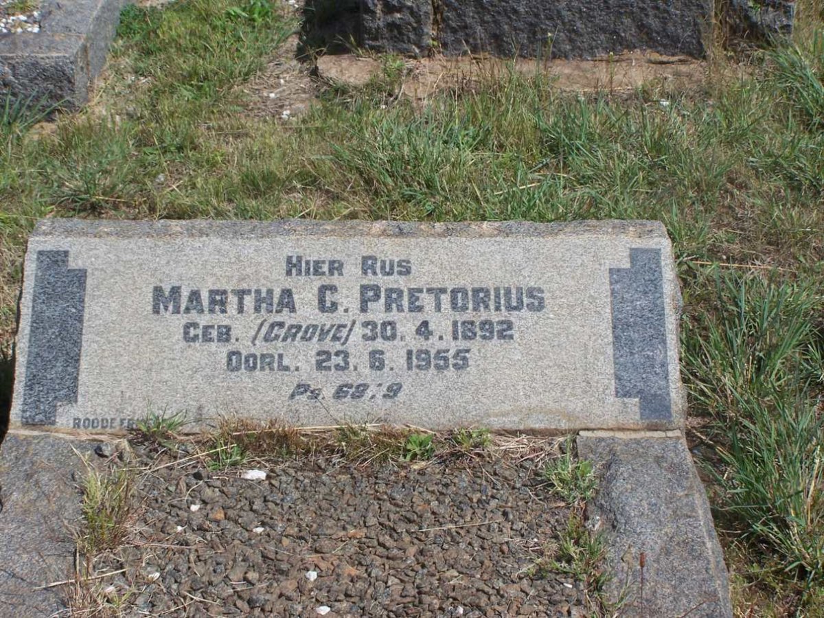 PRETORIUS Martha C. nee GROVE 1892-1955