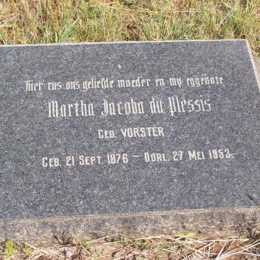 PLESSIS  Martha Jacoba, du  nee VORSTER 1876-1953