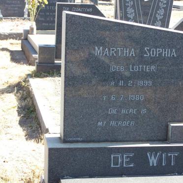 WIT Martha Sophia, de nee LOTTER 1899-1980