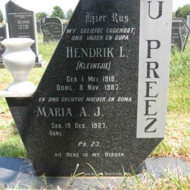PREEZ Hendrik, du 1918-1987 &amp; Maria A.J. 1927-