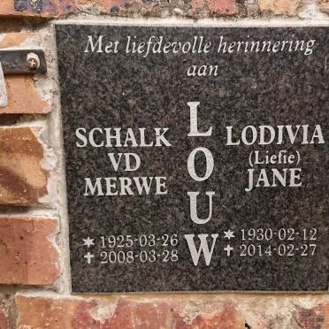 LOUW Schalk vd Merwe 1925-2008 & Lodivia Jane 1930-2014