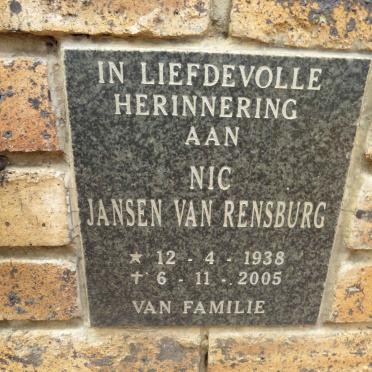 RENSBURG Nic, Jansen van 1938-2005