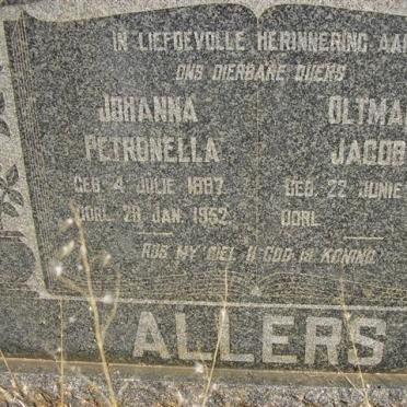 ALLERS Oltman Jacob 1883- &amp; Johanna Petronella 1887-1952