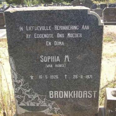 BRONKHORST Sophia M. nee VAN RONGE 1925-1971