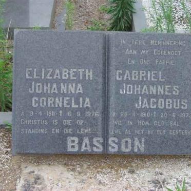 BASSON Gabriel Johannes Jacobus 1910-1973 &amp; Elizabeth Johanna Cornelia 1911-1976