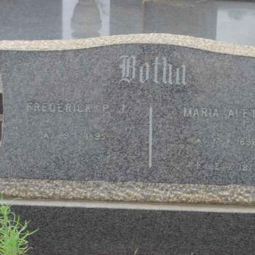 BOTHA Frederick P.J. 1895-1979 &amp; Maria Aletta 1895-1973
