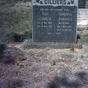 CILLIERS Jan Gabriel 1845-1931 &amp; Adriana Johanna DE WAAL 1850-1945