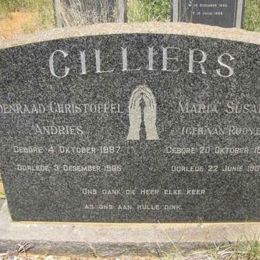 CILLIERS Coenraad Christoffel Andries 1887-1965 &amp; Maria Susanna VAN ROOYEN 1890-1965