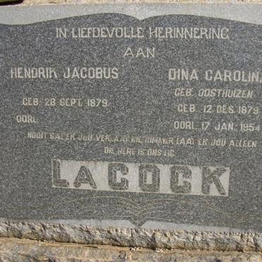 COCK Hendrik Jacobus, la 1879- &amp; Dina Carolina OOSTHUIZEN 1879-1954