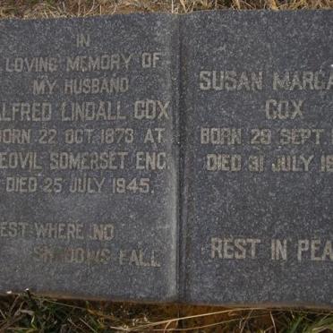 COX Alfred Lindall 1873-1945 &amp; Susan Margaret 1885-1950
