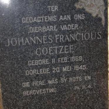 COETZEE Johannes Francois 1869-1945