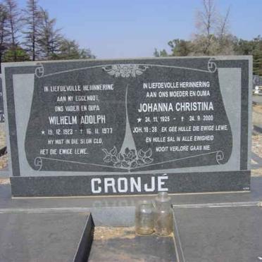 CRONJÉ Wilhelm Adolph 1923-1977 &amp; Johanna Christina 1925-2000