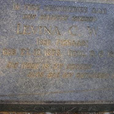 COETZER Levina C.W. néé PIENAAR 1878-1954