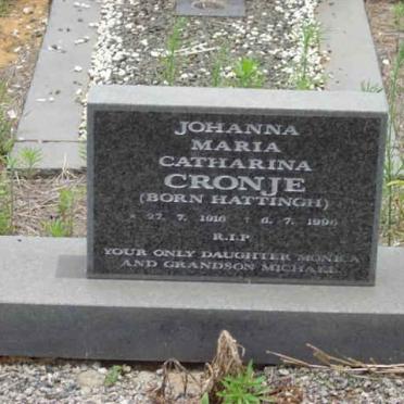 CRONJE Johanna Maria Catharina nee HATTINGH 1916-1996