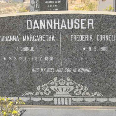 DANNHAUSER Frederik Cornelis 1900- &amp; Johanna Margaretha CRONJE 1907-1980