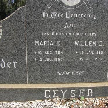 GEYSER Willem D. 1880-1952 &amp; Maria E. 1884-1953