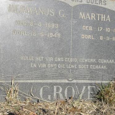 GROVE Hermanus G. 1893-1948 &amp; Martha M. 1891-1970