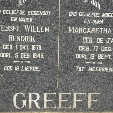 GREEFF Wessel Willem Hendrik 1876-1948 &amp; Margaretha Maria DE JAGER 1887-1983