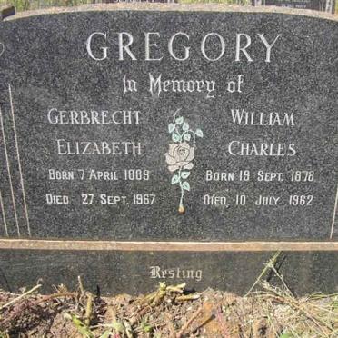 GREGORY William Charles 1878-1962 &amp; Gerbrecht Elizabeth 1889-1967