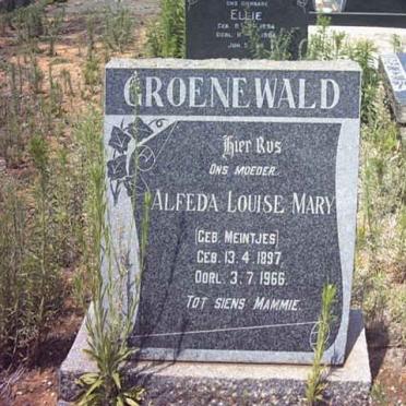GROENEWALD Alfeda Louise Mary nee MEINTJES 1897-1966
