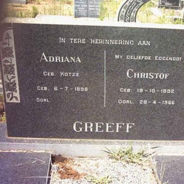 GREEFF Christof 1892-1966 &amp; Adriana KOTZÈ 1898-