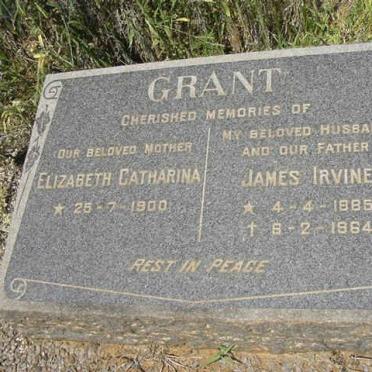 GRANT James Irvine 1885-1964 &amp; Elizabeth Catharina 1900-1979