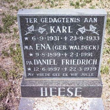 HEESE Daniel Friedrich 1897-1979 &amp; Ena WALDECK 1899-1991 :: HEESE Karl 1931-1933