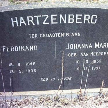 HARTZENBERG Ferdinand 1848-1935 &amp; Johanna Maria VAN HEERDEN 1853-1937