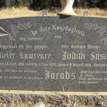 JACOBS Pieter Lawrence 1916-1953 &amp; Judith Susanna 1918-1969