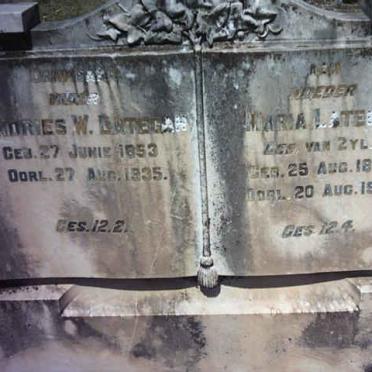 LATEGAN Andries W. 1853-1935 &amp; Maria VAN ZYL 1859-1933