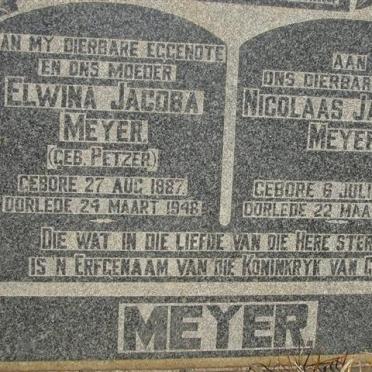 MEYER Nicolaas Jacobus 1887-1967 &amp; Elwina Jacoba PETZER 1887-1948