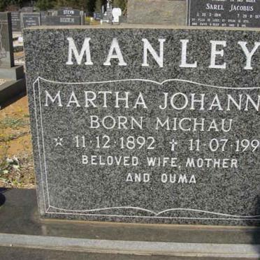MANLEY Martha Johanna nee MICHAU 1892-1991