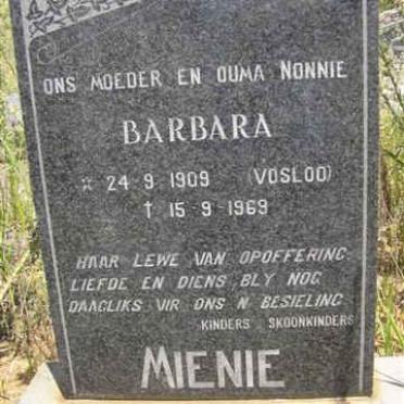 MIENIE Barbara nee VOSLOO 1909-1969