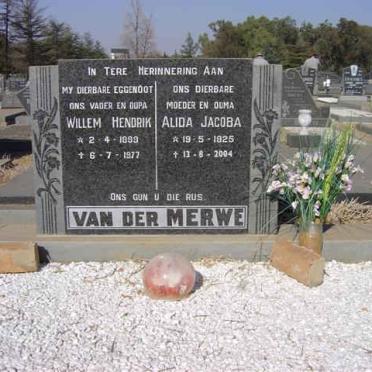 MERWE Willem Hendrik, van der 1899-1977 &amp; Alida Jacoba 1925-2004