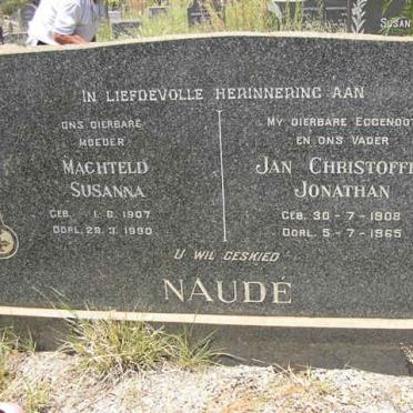 NAUDÉ Jan Christoffel Jonathan 1908-1965 &amp; Machteld Susanna 1907-1990