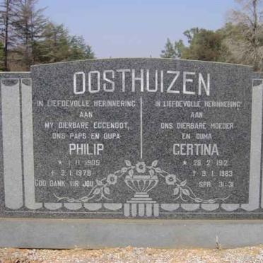 OOSTHUIZEN Philip 1905-1978 &amp; Gertina 1912-1983