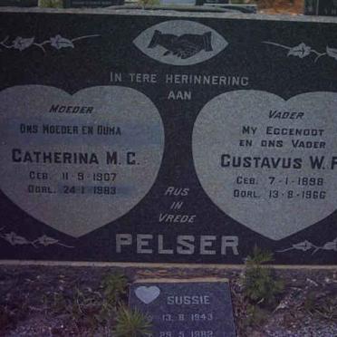 PELSER Gustavus W.F. 1898-1966 &amp; Catharina M.C. 1907-1983 :: PELSER Sussie 1943-1982