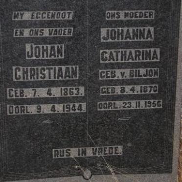 POTGIETER Johan Christiaan 1863-1944 &amp; Johanna Catharina VAN BILJON 1870-1956