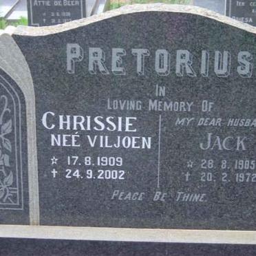 PRETORIUS Jack 1905-1972 &amp; Chrissie VILJOEN 1909-2002