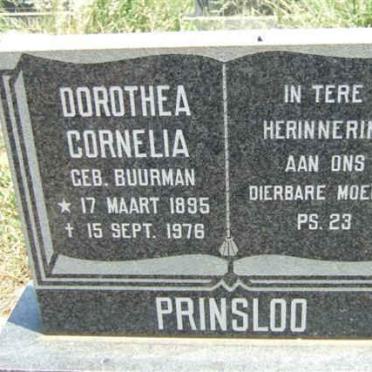 PRINSLOO Dorothea Cornelia nee BUURMAN 1895-1976