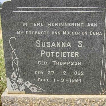 POTGIETER Susanna S. nee THOMPSON 1882-1964