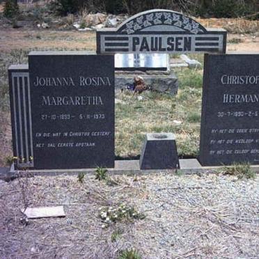 PAULSEN Christoffel Hermanus 1890-1965 &amp; Johanna Rosina Margaretha 18?3-1973