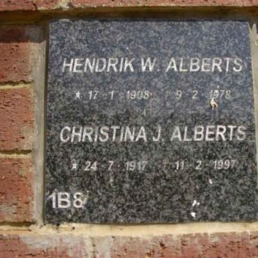 ALBERTS Hendrik W. 1908-1978 &amp; Christina J. 1917-1997