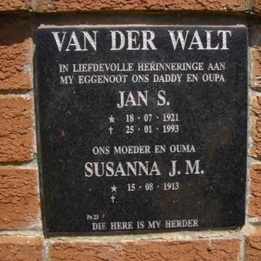 WALT Jan S., van der 1921-1993 &amp; Susanna J.M. 1913-