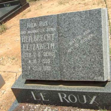ROUX Heilbrecht Elizabeth, le nee V.D. BERG 1905-1989